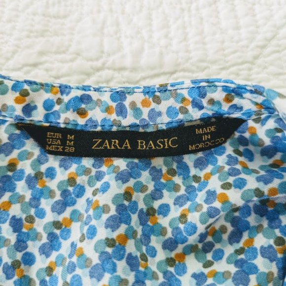 Zara Basic Short Sleeve Polka Dot Peplum Blouse - Size Medium - Picture 6 of 8